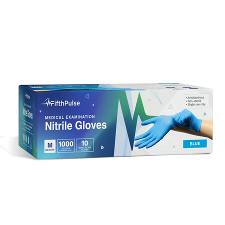 Fifthpulse Disposable Gloves, Nitrile, Powder-Free, M, 1000 PK, Blue FMN100626